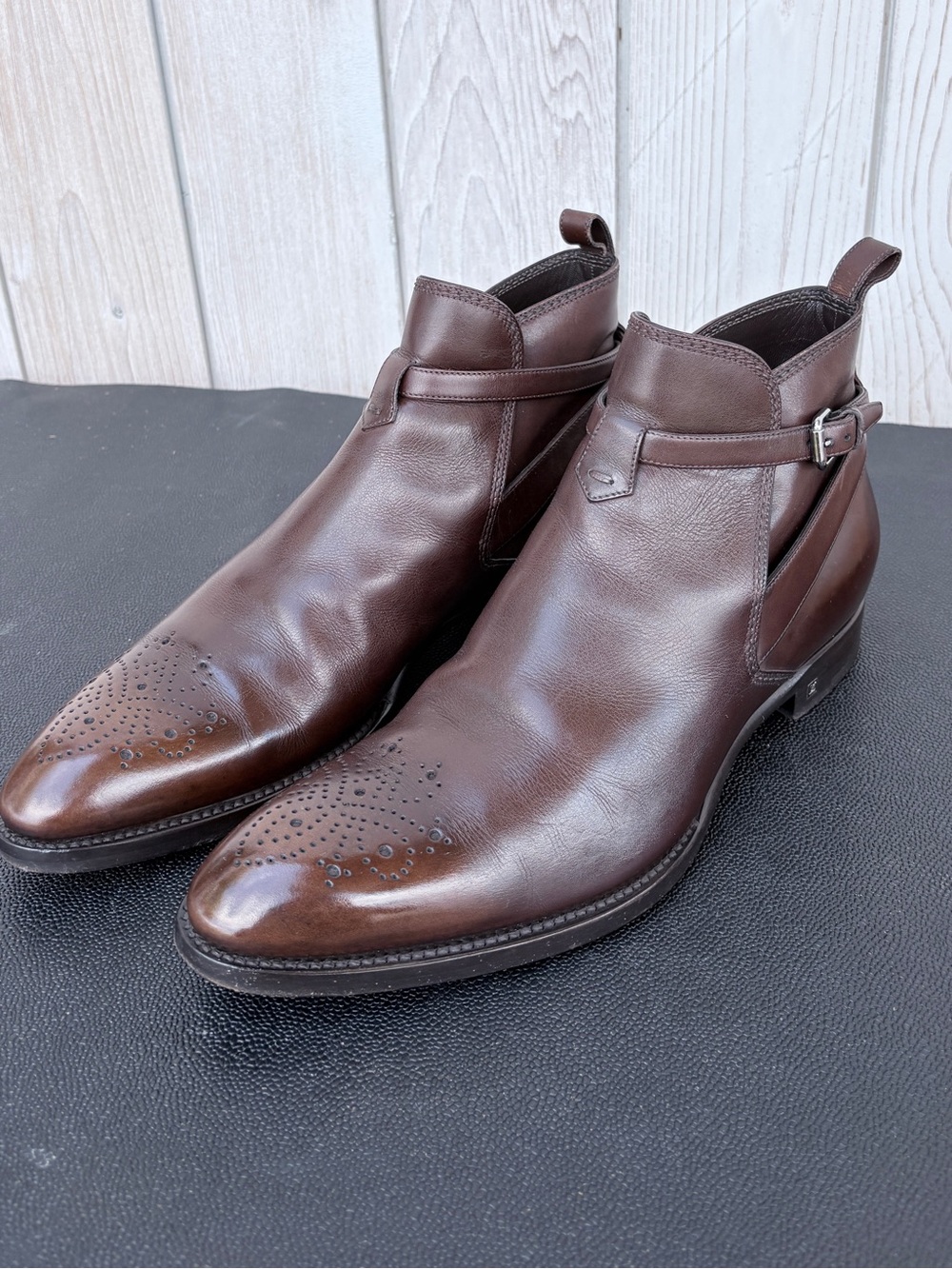 Louis Vuitton Men's Brown Leather Chukka Boots with Brogued Toe